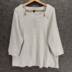 New Rober Louis Sweater Pullover Women XL Gray Knit Long Sleeve Cotton Casual